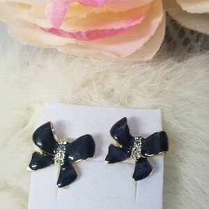 Black Bow Post Earrings
